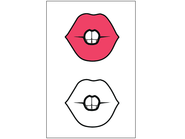 Abbildung: Mundbild Sch-Laut in Farbe und in schwarz / weiß zum Ausmalen